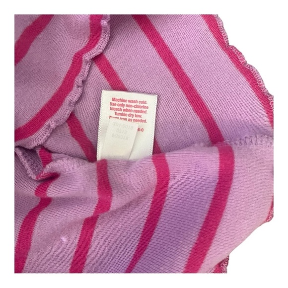 Okie Dokie pink/purplish Stripe Long Sleeve Shirt buttons lettuce trim Girl 3 - Picture 7 of 8